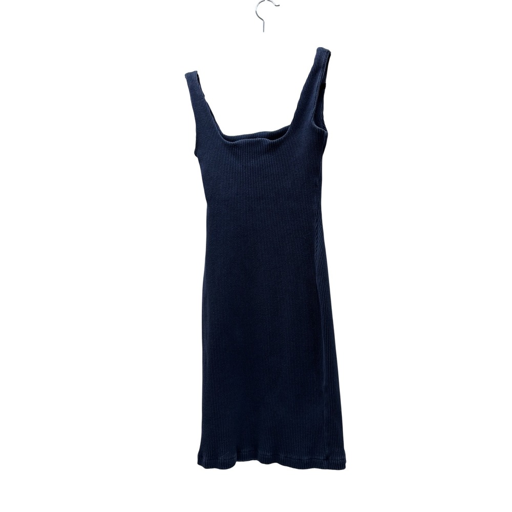 Madewell Navy Blue Ribbed Knit Square Neck Mini Dress XS Sleeveless Bodycon - Picture 4 of 4